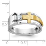 IBGoodman 14k Two-tone Men's Polished Satin and Cut-Out 1/3 Carat AA Quality Diamond Cross Ring - Image 3