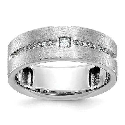 14k White Gold IBGoodman Men's Polished and Satin Ring Mounting