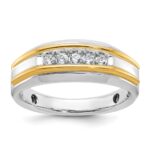 IBGoodman 14k Two-tone 1/4 carat Lab Grown Diamond VS/SI+ G+ Five Stone Complete Polished Men's Ring