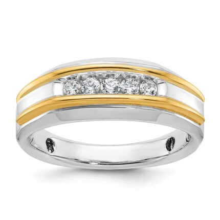 IBGoodman 14k Two-tone 1/4 carat Lab Grown Diamond VS/SI+ G+ Five Stone Complete Polished Men's Ring