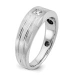 14k White Gold IBGoodman Men's Polished and Satin 1/6 carat Diamond Complete Ring - Image 8