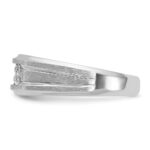 IBGoodman 14k White Gold Men's Polished Satin and Grooved Ring Mounting - Image 5