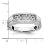 IBGoodman 14k White Gold Men's Polished Satin and Grooved Ring Mounting - Image 3