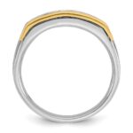 IBGoodman 14k Two-tone Men's Polished Satin and Grooved Square 5-StoneRing Mounting - Image 2