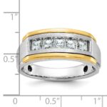 IBGoodman 14k Two-tone Men's Polished Satin and Grooved Square 5-Stone 1 Carat AA Quality Diamond Ring - Image 3