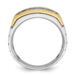IBGoodman 14k Two-tone 1 carat Lab Grown Diamond VS/SI+ G+ Five Stone Complete Polished Satin and Grooved Men's Ring - Image 2
