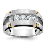 IBGoodman 14k Two-tone Men's Polished Satin and Grooved 5-Stone Ring Mounting