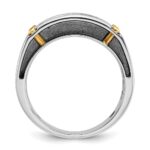 IBGoodman 14k Two-tone with Black Rhodium 1 carat Lab Grown Diamond VS/SI+ G+ Five Stone Complete Polished Satin and Grooved Men's Ring - Image 2