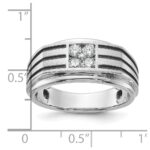 IBGoodman 14k White Gold with Black Rhodium 1/3 carat Lab Grown Diamond VS/SI+ G+ Complete Polished and Grooved Men's Ring - Image 7