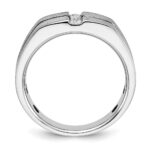IBGoodman 14k White Gold with Black Rhodium 1/5 carat Lab Grown Diamond VS/SI+ G+ Complete Satin and Grooved Three Stone Men's Ring - Image 2