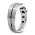 IBGoodman 14k White Gold with Black Rhodium 1/5 carat Lab Grown Diamond VS/SI+ G+ Complete Satin and Grooved Three Stone Men's Ring - Image 6