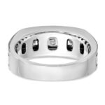 IBGoodman 14k White Gold with Black Rhodium Men's Polished Satin and Grooved Square 5-Stone 1/2 Carat AA Quality Diamond Ring - Image 7