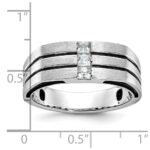 14k White Gold with Black Rhodium IBGoodman Men's Satin 1/3 carat Diamond Complete Ring - Image 3