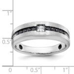 14k White Gold with Black Rhodium IBGoodman Men's Polished and Brushed Black and White Diamond Complete Ring - Image 3