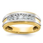 IBGoodman 14k with White Rhodium Men's Polished 7-Stone Ring Mounting
