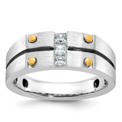 14k Two-tone IBGoodman Men's Polished and Satin Diamond Ring Mounting