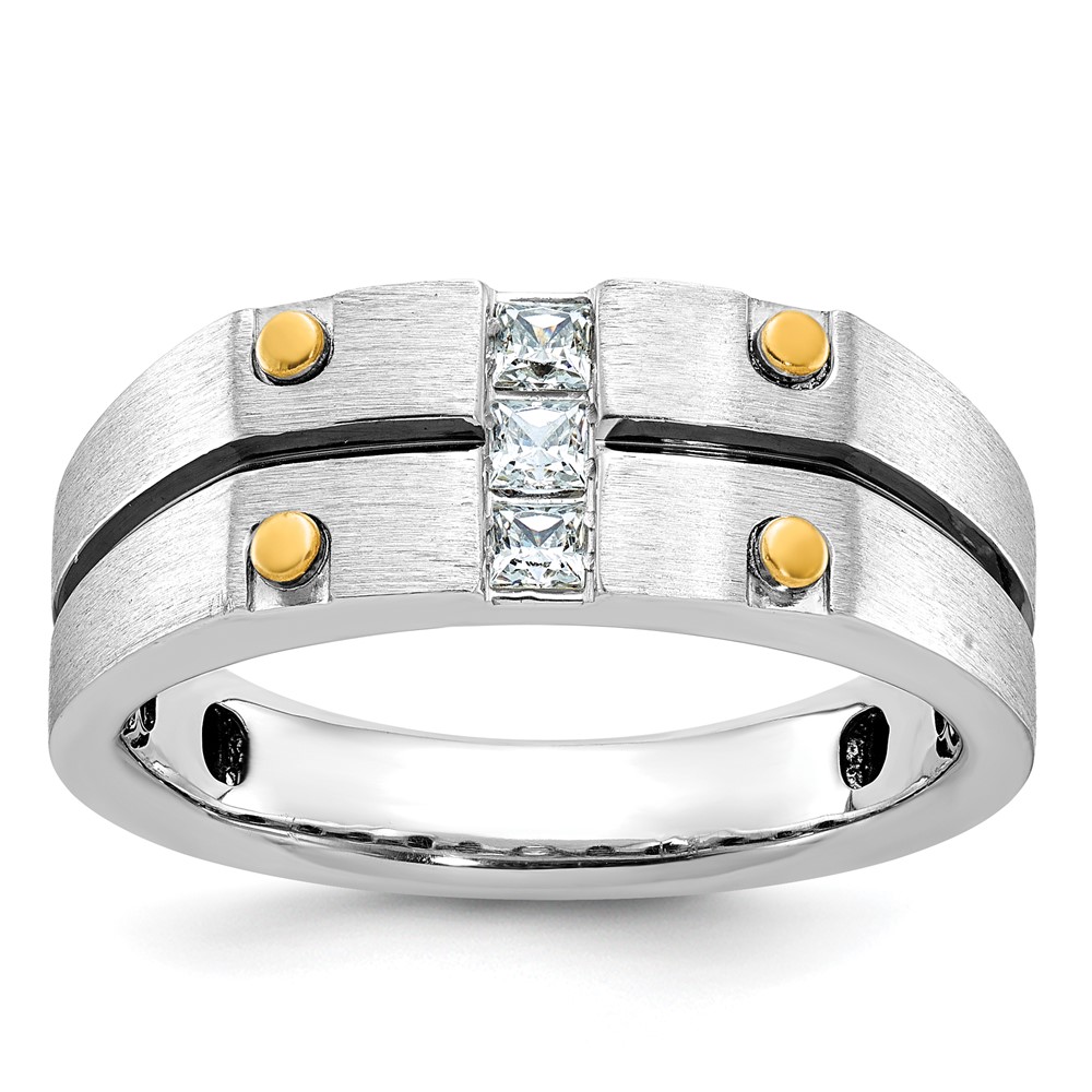 B63826-4WYAA.jpg 14k Two-tone IBGoodman Men's Polished and Satin Diamond Ring Mounting - Image 1