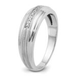 IBGoodman 10k White Gold Men's Polished Satin and Grooved 5-Stone 1/20 Carat A Quality Diamond Ring - Image 8