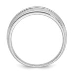 IBGoodman 14k White Gold Men's Polished Satin and Grooved 5-Stone 1/20 Carat AA Quality Diamond Ring - Image 2