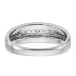 IBGoodman 14k White Gold Men's Polished Satin and Grooved 5-Stone 1/20 Carat AA Quality Diamond Ring - Image 7