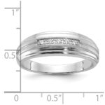 IBGoodman 14k White Gold Men's Polished Satin and Grooved 5-Stone 1/20 Carat AA Quality Diamond Ring - Image 3