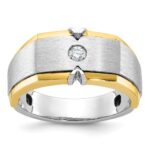 14k Two-tone IBGoodman Men's Polished and Satin Diamond Ring Mounting