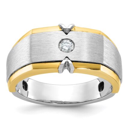 14k Two-tone IBGoodman Men's Polished and Satin Diamond Ring Mounting