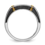 IBGoodman 14k Two-tone with Black Rhodium 1/2 carat Lab Grown Diamond VS/SI+ G+ Five Stone Complete Polished Satin and Grooved Men's Ring - Image 2