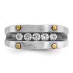 IBGoodman 14k Two-tone with Black Rhodium Men's Polished Satin and Grooved 5-Stone 1/2 Carat AA Quality Diamond Ring - Image 6