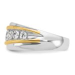 IBGoodman 14k Two-tone Men's Polished and Grooved 7-Stone 1 1/2 Carat AA Quality Diamond Ring - Image 5