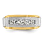 IBGoodman 14k Two-tone Men's Polished Satin and Beaded 5-Stone 1/2 Carat AA Quality Diamond Ring - Image 6