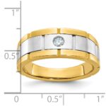 IBGoodman 10k Two-tone Men's Polished Satin and Grooved 1/10 Carat A Quality Diamond Ring - Image 2