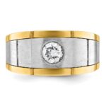 IBGoodman 10k Two-tone Men's Polished Satin and Grooved 1/2 Carat A Quality Diamond Ring - Image 6