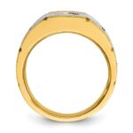 IBGoodman 14k Two-tone Men's Polished Satin and Grooved 1/2 Carat AA Quality Diamond Ring - Image 2