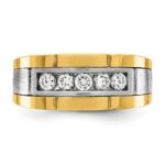 IBGoodman 14k Two-tone Men's Polished and Satin 5-Stone 1/2 Carat AA Quality Diamond Ring - Image 4