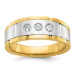 IBGoodman 14k Two-tone 1/4 carat Lab Grown Diamond VS/SI+ G+ Complete Three Stone Men's Ring