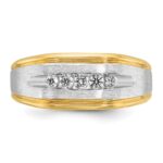 14k IBGoodman Men's Polished Satin and Grooved 5-Stone Ring Mounting - Image 6