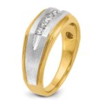 14k IBGoodman Men's Polished Satin and Grooved 5-Stone Ring Mounting - Image 8