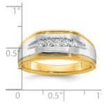 IBGoodman 14k with White Rhodium Men's Polished Satin and Grooved 5-Stone 1/4 Carat AA Quality Diamond Ring - Image 3