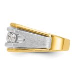IBGoodman 14k Two-tone Men's Polished Satin and Grooved 5-Stone 1 Carat AA Quality Diamond Ring - Image 5