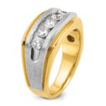 IBGoodman 14k Two-tone Men's Polished Satin and Grooved 5-Stone Ring Mounting - Image 8
