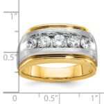 IBGoodman 14k Two-tone Men's Polished Satin and Grooved 5-Stone Ring Mounting - Image 3