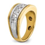 IBGoodman 14k Two-tone Men's Polished Satin and Grooved 7-Stone Ring Mounting - Image 8