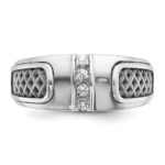 14k White Gold with Black Rhodium IBGoodman Men's 1/5 carat Diamond Complete Ring - Image 6