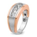 IBGoodman 14k White and Rose Gold Men's Polished and Satin 5-Stone 1 Carat AA Quality Diamond Ring - Image 8
