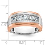 IBGoodman 14k White and Rose Gold Men's Polished and Satin 5-Stone 1 Carat AA Quality Diamond Ring - Image 3