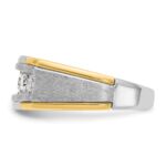 IBGoodman 14k Two-tone Men's Polished Satin and Grooved 5-Stone 1 Carat AA Quality Diamond Ring - Image 5