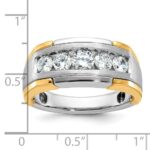 IBGoodman 14k Two-tone Men's Polished Satin and Grooved 5-Stone 1 Carat AA Quality Diamond Ring - Image 3