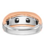 IBGoodman 14k White and Rose Gold Men's Polished Satin and Grooved 5-Stone 1/2 Carat AA Quality Diamond Ring - Image 6