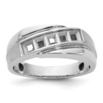 IBGoodman 14k White Gold Polished Satin and Grooved Men's Ring Mounting
